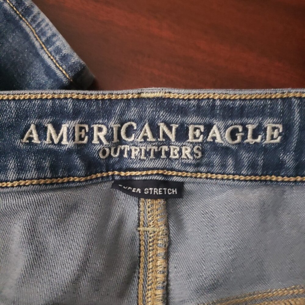 American Eagle Size 10 Long Super High Rise Stretch Jegging Jeans Blue Denim - Picture 9 of 11